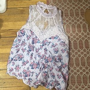 No Boundaries Pink and Blue Floral Top